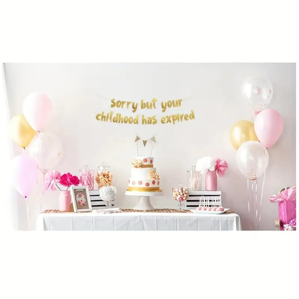 18th Birthday Gold Glitter Letter Banner - Picture 3 of 4